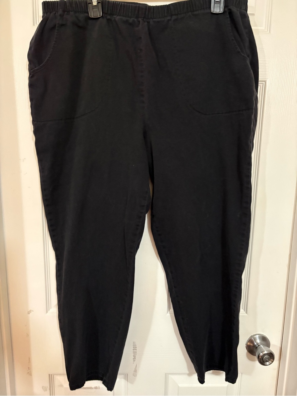 Denim & co black denim jeans 1XP elastic waist cotton/spandex pockets